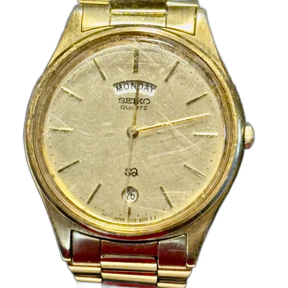 Vintage Seiko SQ Quartz Day-Date (Gold Tone) – Fresh Battery